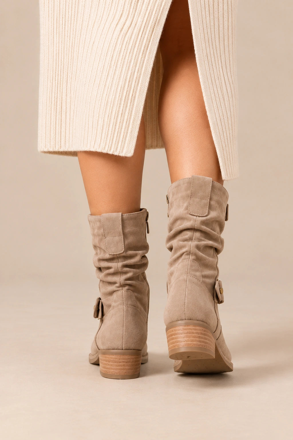 Vilma | Slouchy Boots Damen flach mit gerafftem Schaft