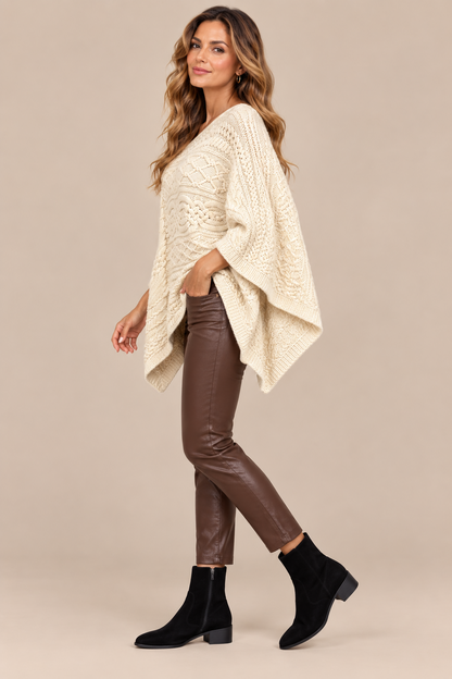 Vilma | Wollpullover Damen im asymmetrischen Poncho-Stil
