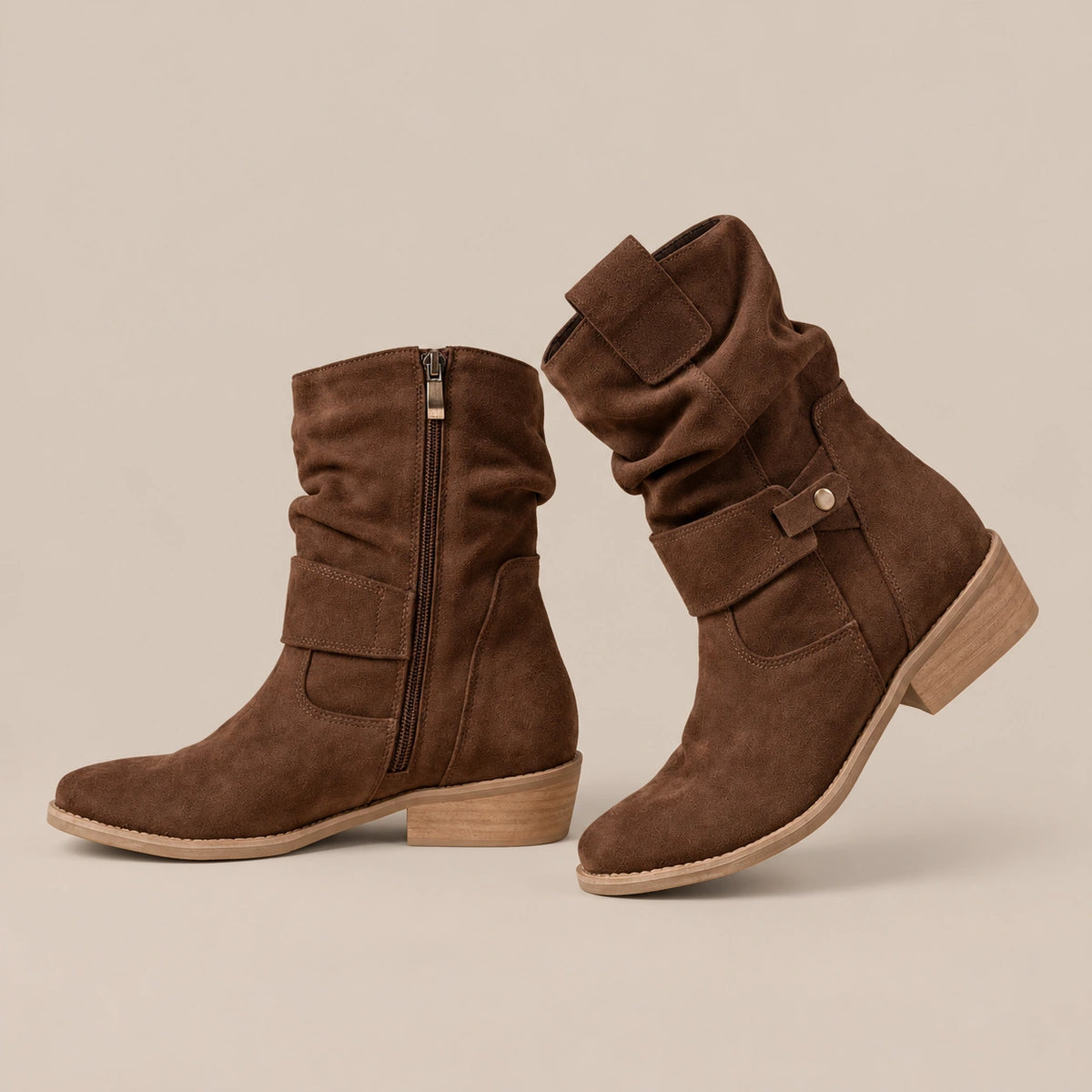 Vilma | Slouchy Boots Damen flach mit gerafftem Schaft