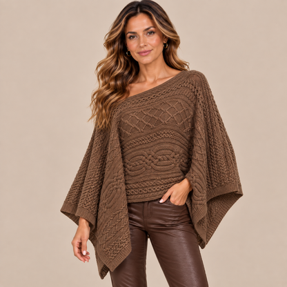 Vilma | Wollpullover Damen im asymmetrischen Poncho-Stil