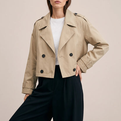 VintaCoat | Kurzer Doppelreihiger Trenchcoat