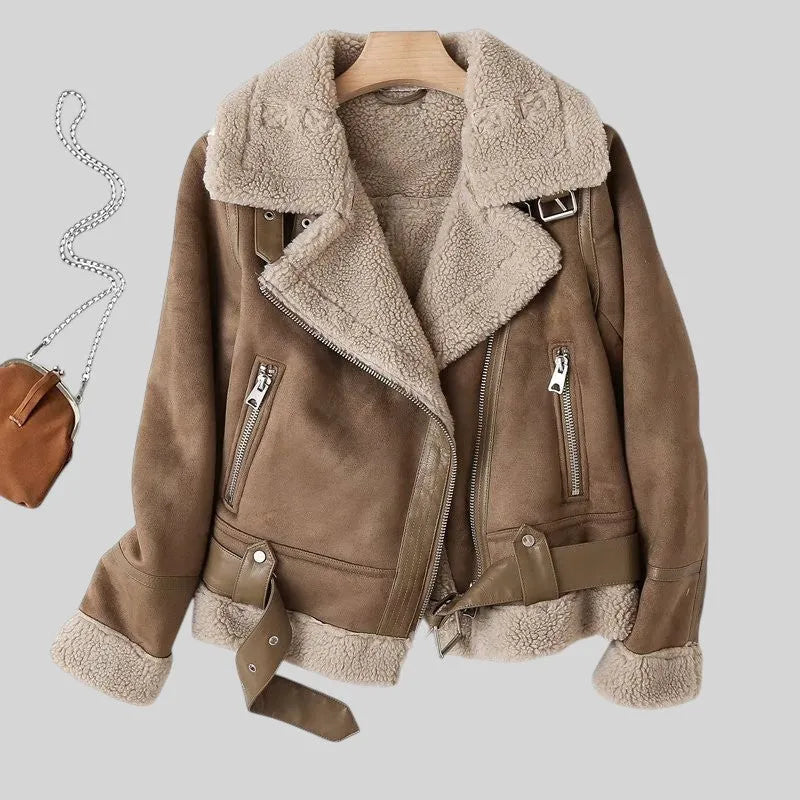 Antonia | Damen Taillierte Warme Wildlederjacke