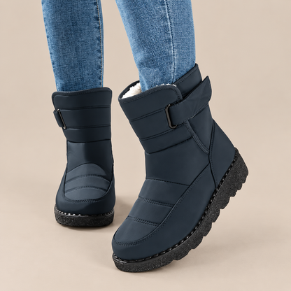 Yelina | Winterstiefel Damen mit Klettverschluss und Profilsohle