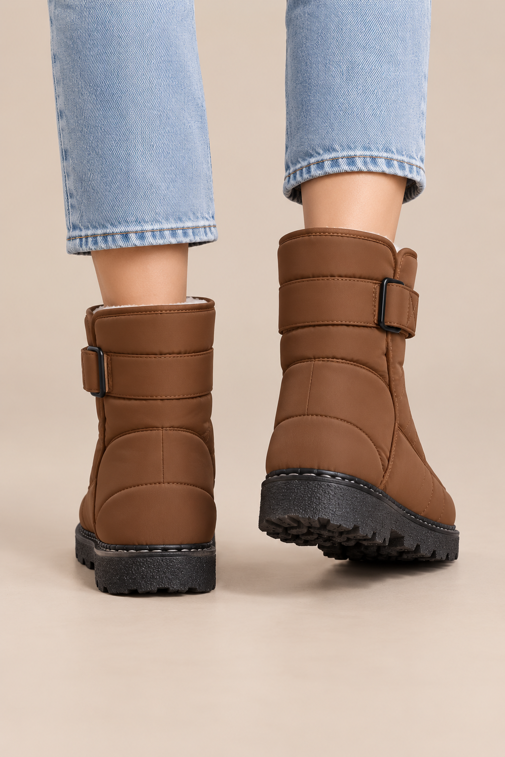 Yelina | Winterstiefel Damen mit Klettverschluss und Profilsohle