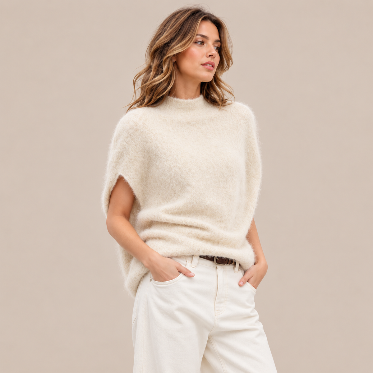 Zenya | Wollpullover Damen im weichen Poncho-Stil
