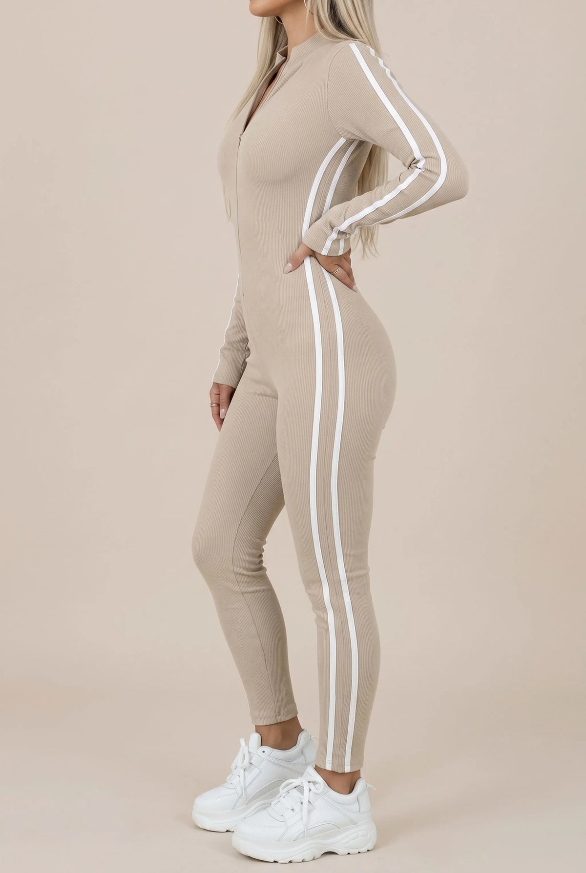 Zipline | Figurbetonter Gerippter Jumpsuit