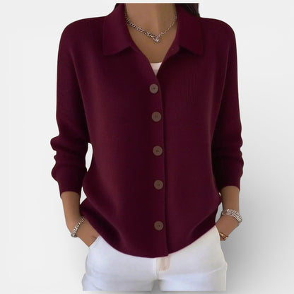 Rosalie | Strickbluse mit Polokragen und Knopfleiste