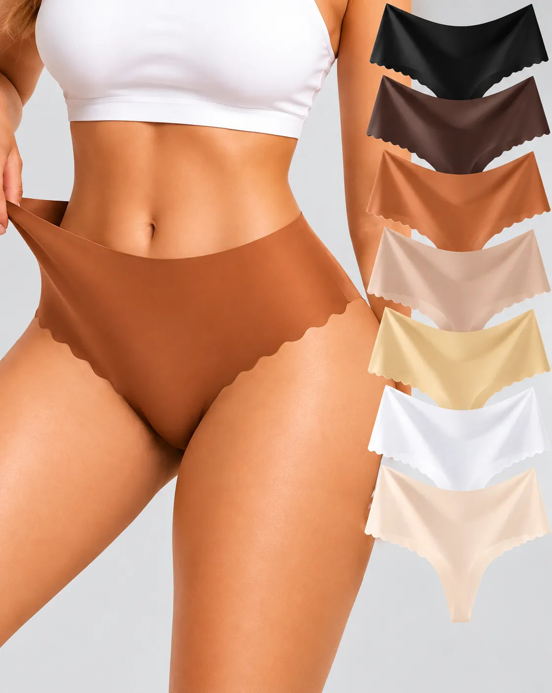 Tanja | Damen Nahtlose Elastische Unterwäsche Thongs im 8er-Pack