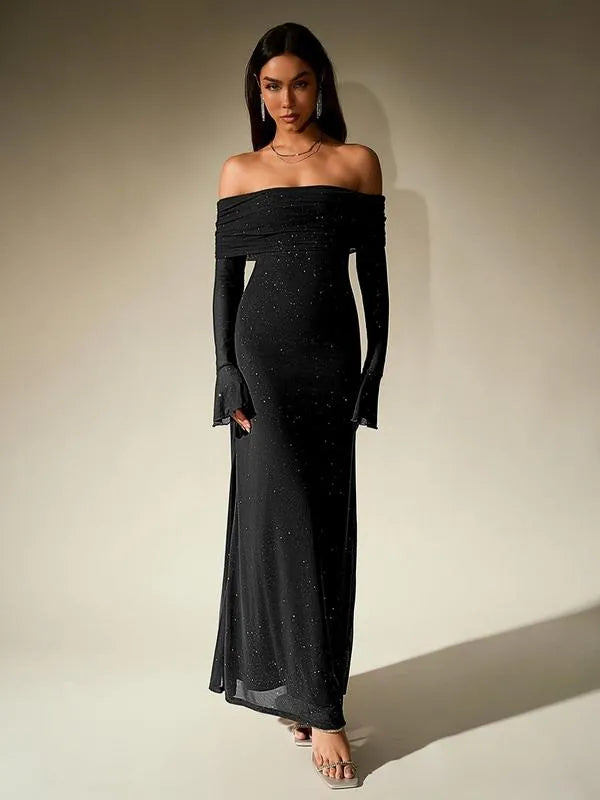 Eveline | Damen Schulterfreies Figurbetontes Maxikleid