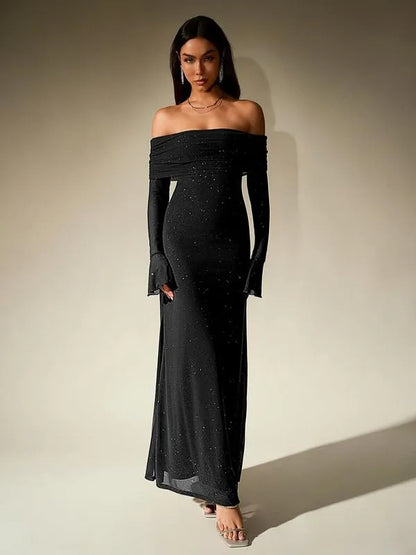 Eveline | Damen Schulterfreies Figurbetontes Maxikleid