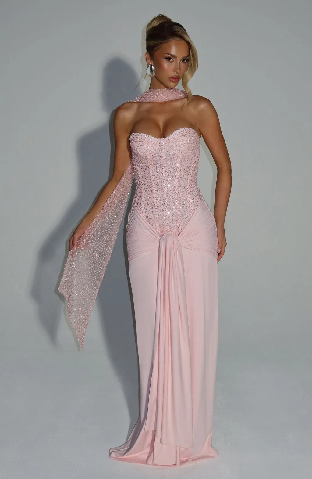 Eliane | Damen Elegantes Pailletten Maxikleid mit Schmaler Taille
