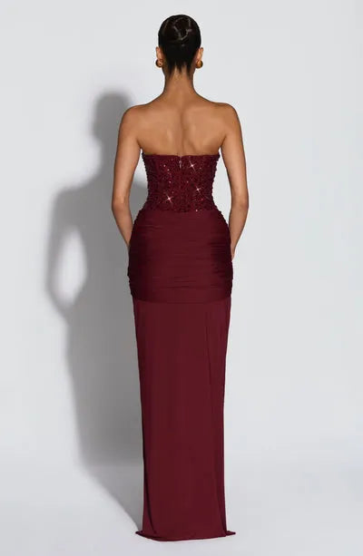 Eliane | Damen Elegantes Pailletten Maxikleid mit Schmaler Taille