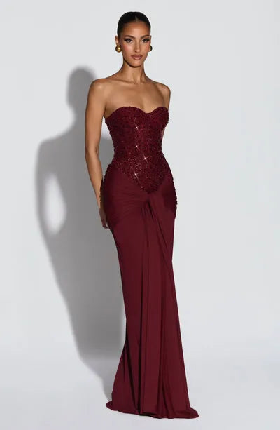 Eliane | Damen Elegantes Pailletten Maxikleid mit Schmaler Taille