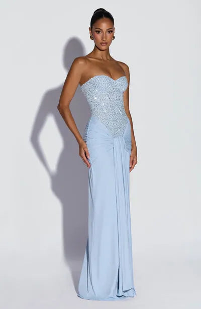 Eliane | Damen Elegantes Pailletten Maxikleid mit Schmaler Taille