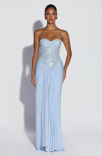 Eliane | Damen Elegantes Pailletten Maxikleid mit Schmaler Taille