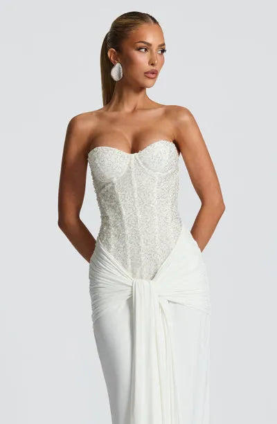 Eliane | Damen Elegantes Pailletten Maxikleid mit Schmaler Taille