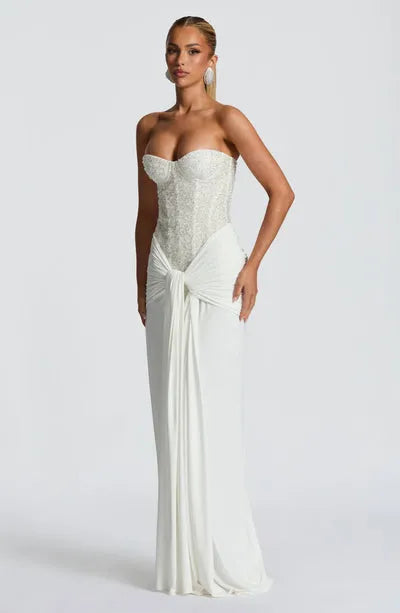 Eliane | Damen Elegantes Pailletten Maxikleid mit Schmaler Taille
