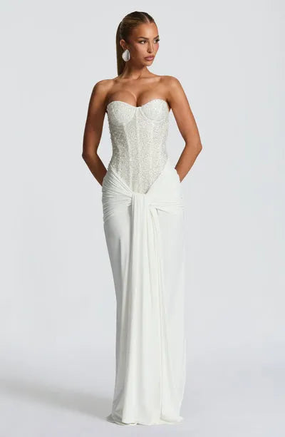 Eliane | Damen Elegantes Pailletten Maxikleid mit Schmaler Taille