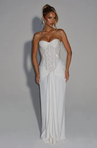 Eliane | Damen Elegantes Pailletten Maxikleid mit Schmaler Taille