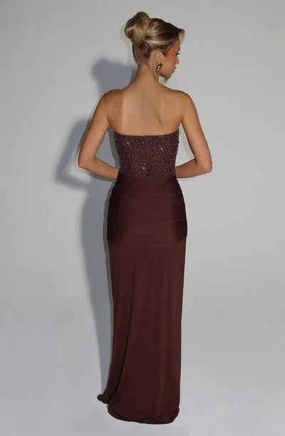 Eliane | Damen Elegantes Pailletten Maxikleid mit Schmaler Taille