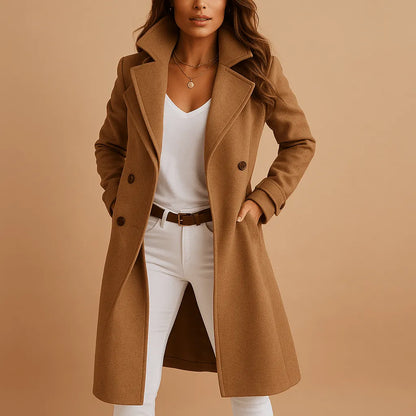 Hadley | Damen Eleganter Langer Mantel mit Knopfleiste