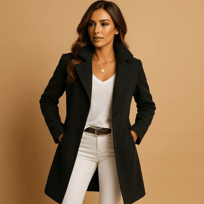 Hadley | Damen Eleganter Langer Mantel mit Knopfleiste