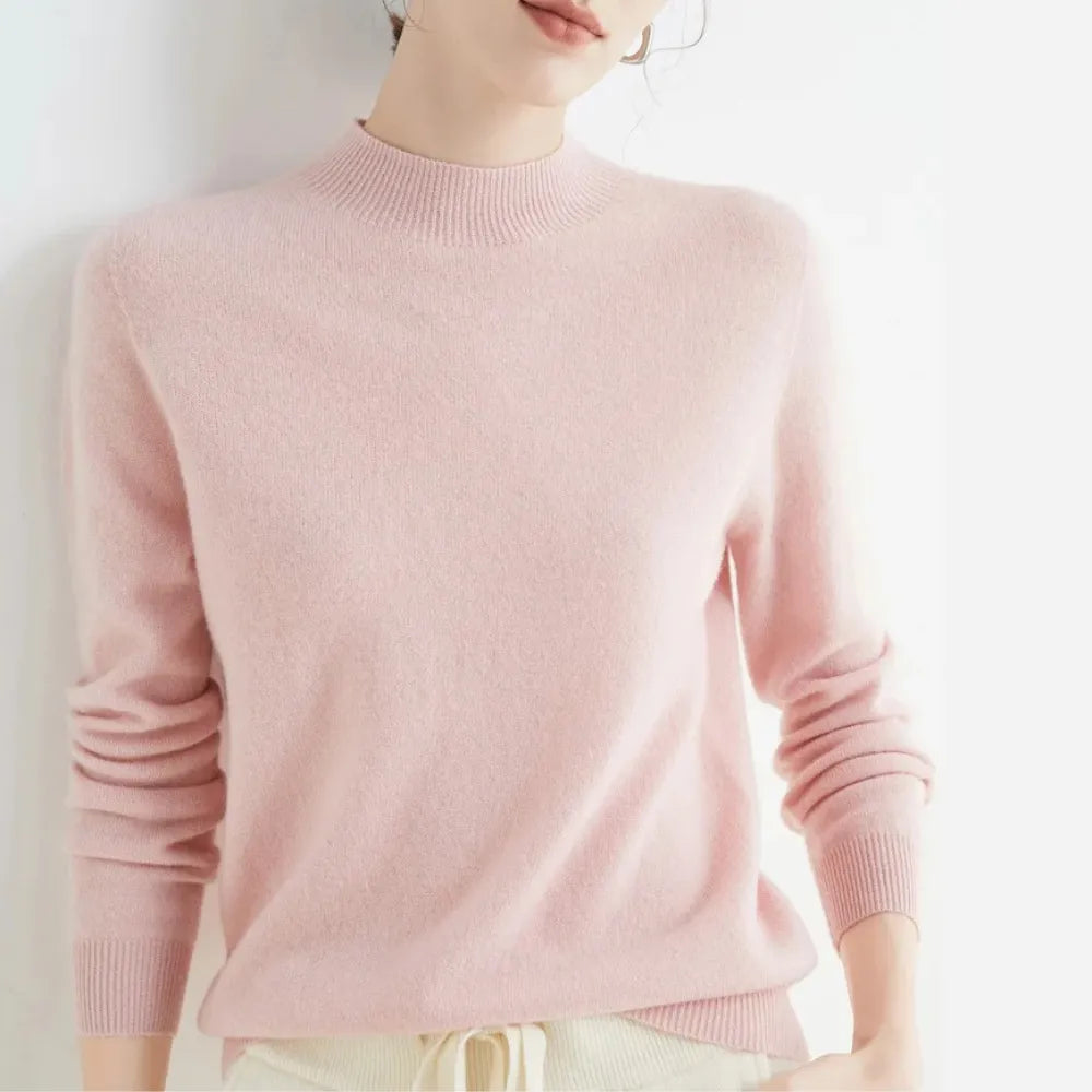 Jael | Damen Casual Kaschmirpullover mit Hohem Kragen