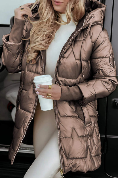 Damen Gesteppte Winterjacke | Abnehmbare Kapuze