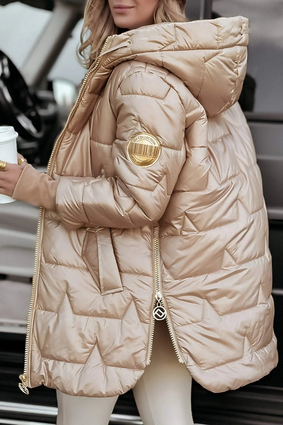 Damen Gesteppte Winterjacke | Abnehmbare Kapuze