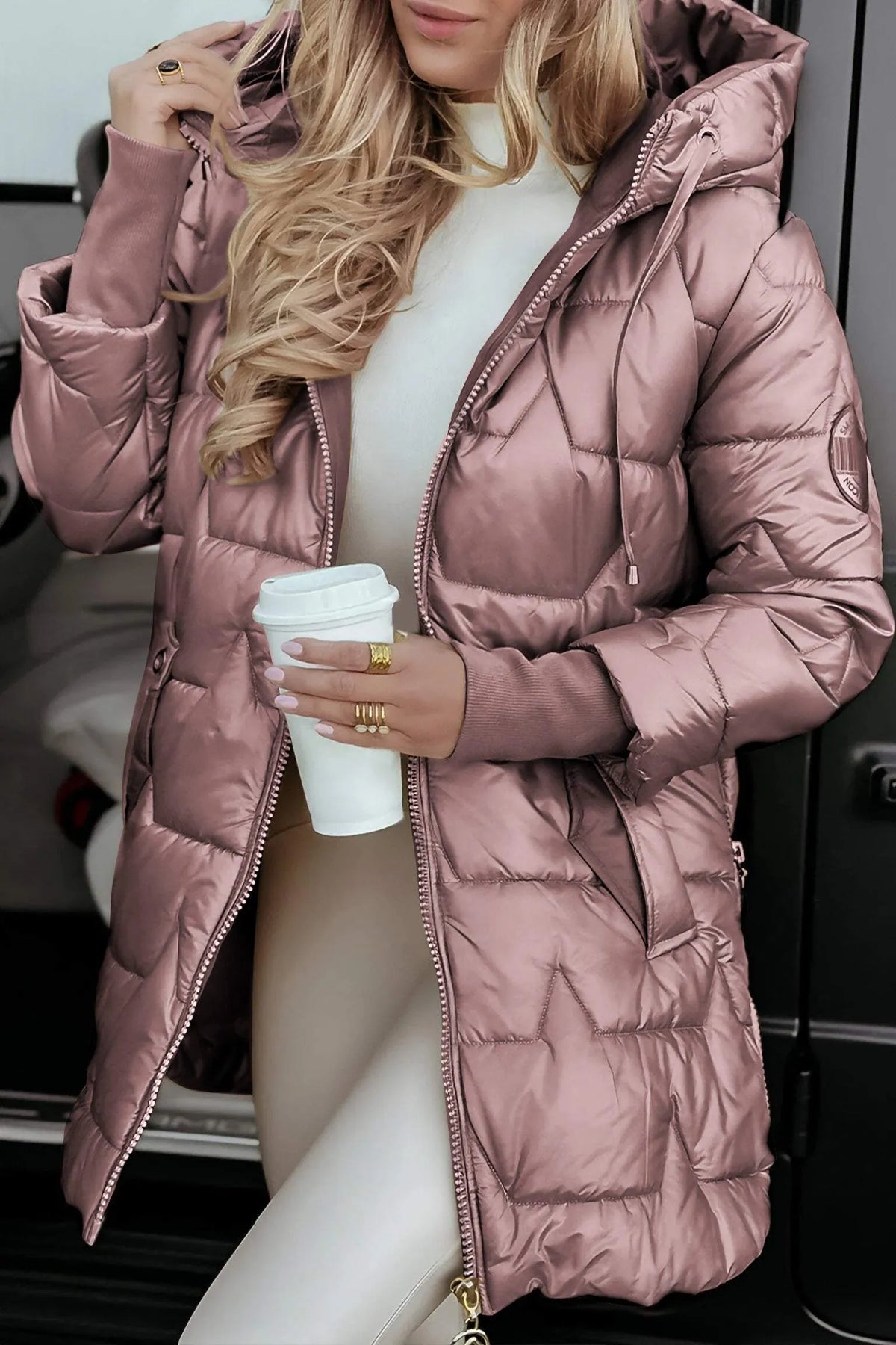 Damen Gesteppte Winterjacke | Abnehmbare Kapuze