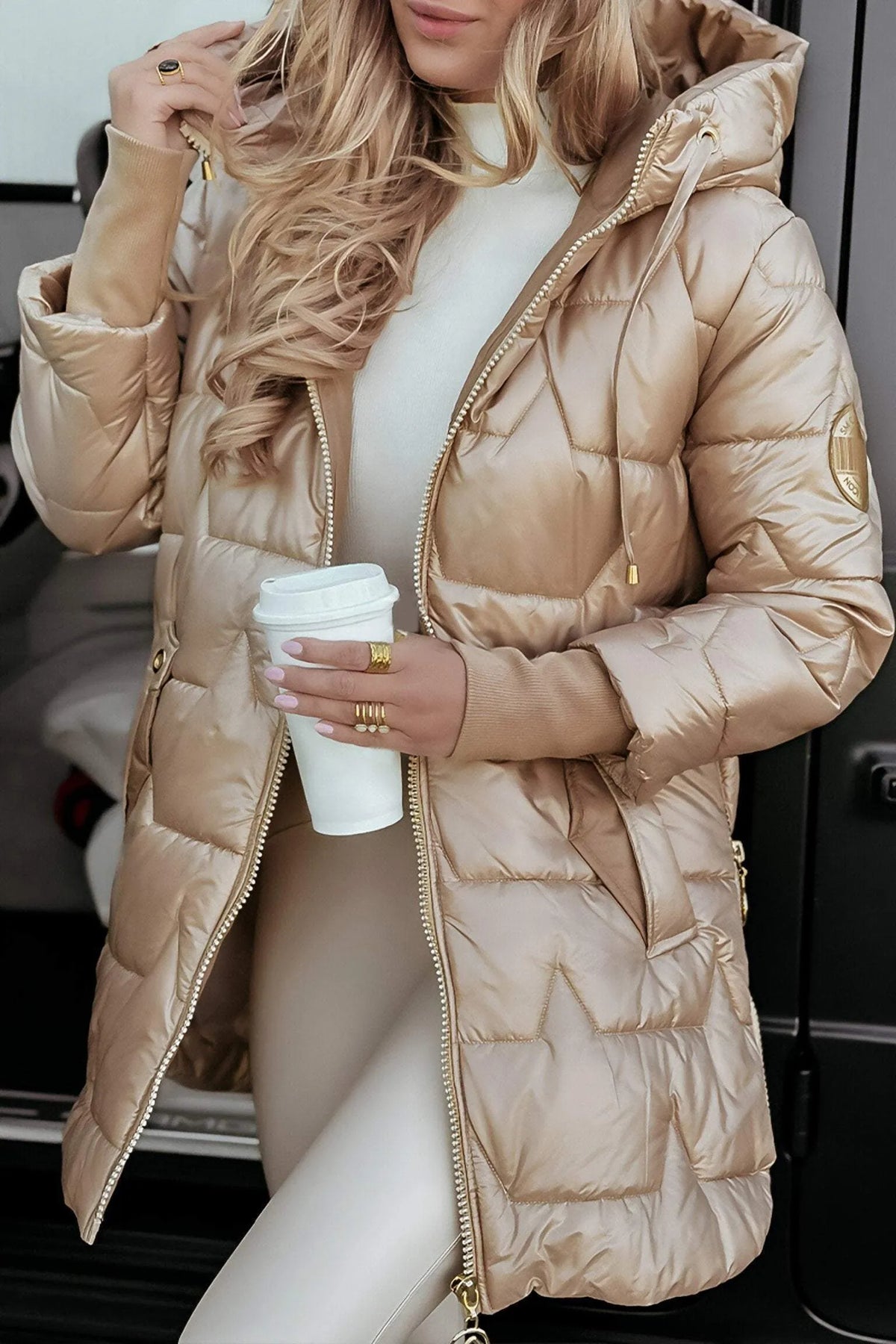 Damen Gesteppte Winterjacke | Abnehmbare Kapuze