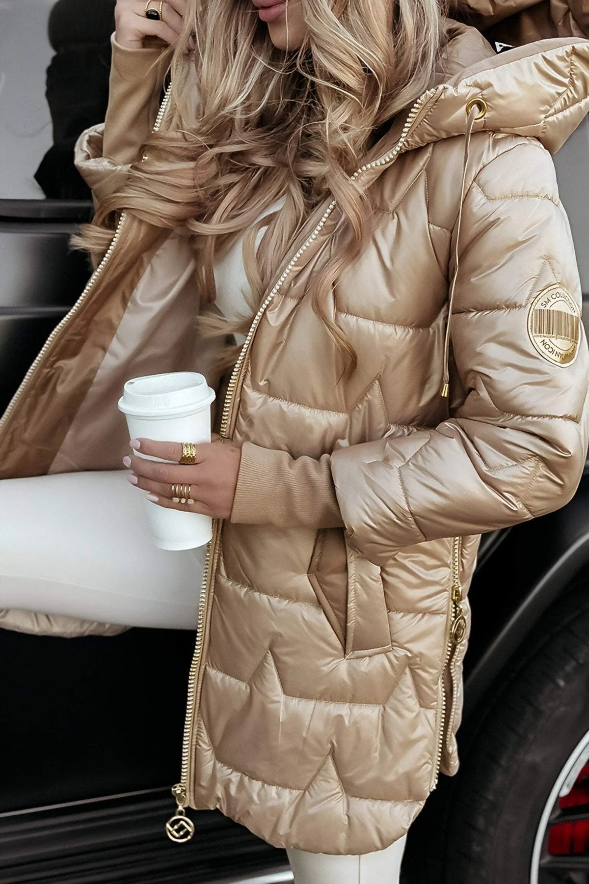 Damen Gesteppte Winterjacke | Abnehmbare Kapuze