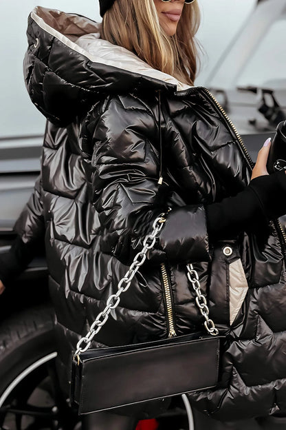 Damen Gesteppte Winterjacke | Abnehmbare Kapuze