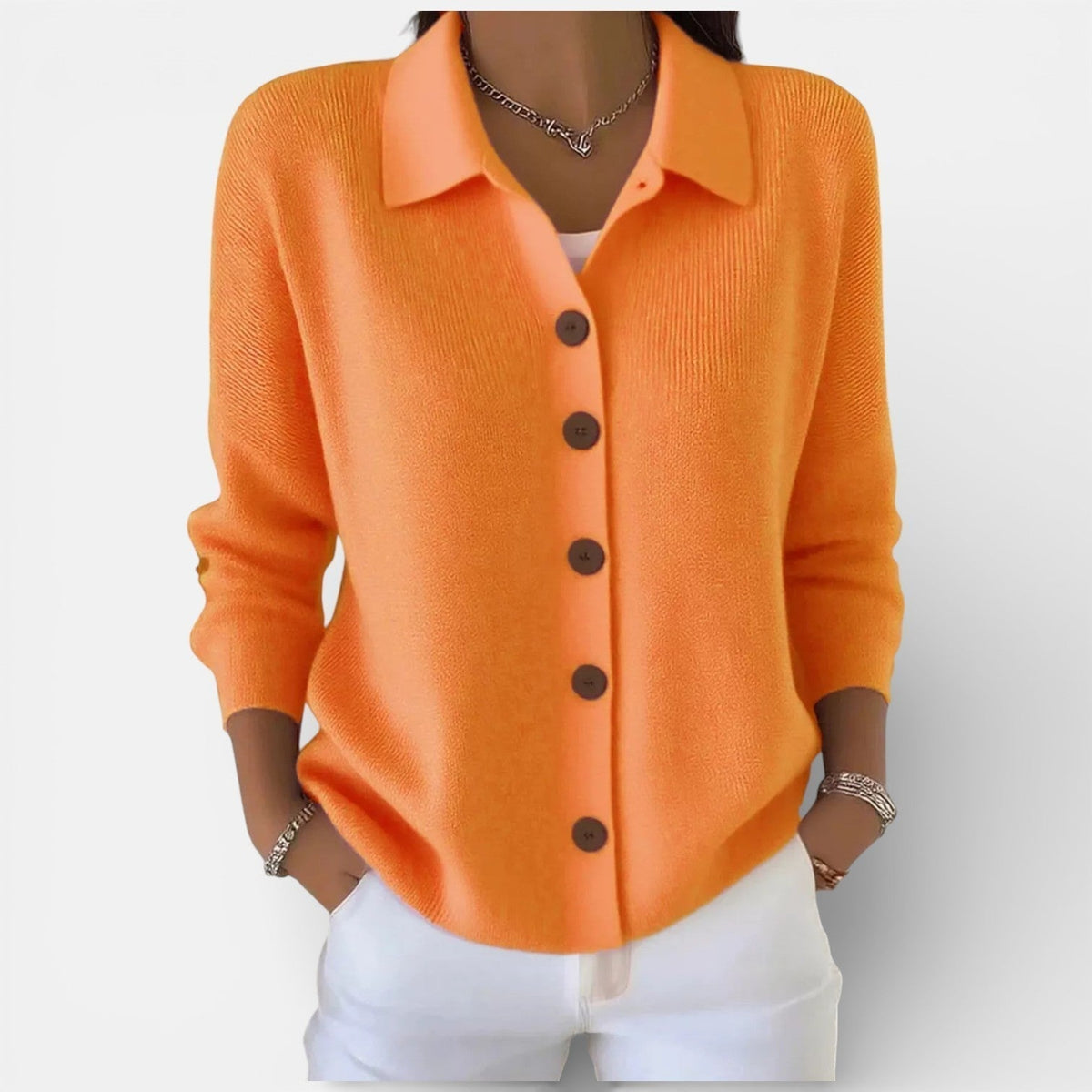 Rosalie | Strickbluse mit Polokragen und Knopfleiste