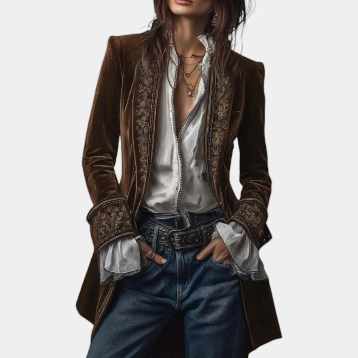 Estelle | Damen Anspruchsvoller Blazer Mit Stickerei