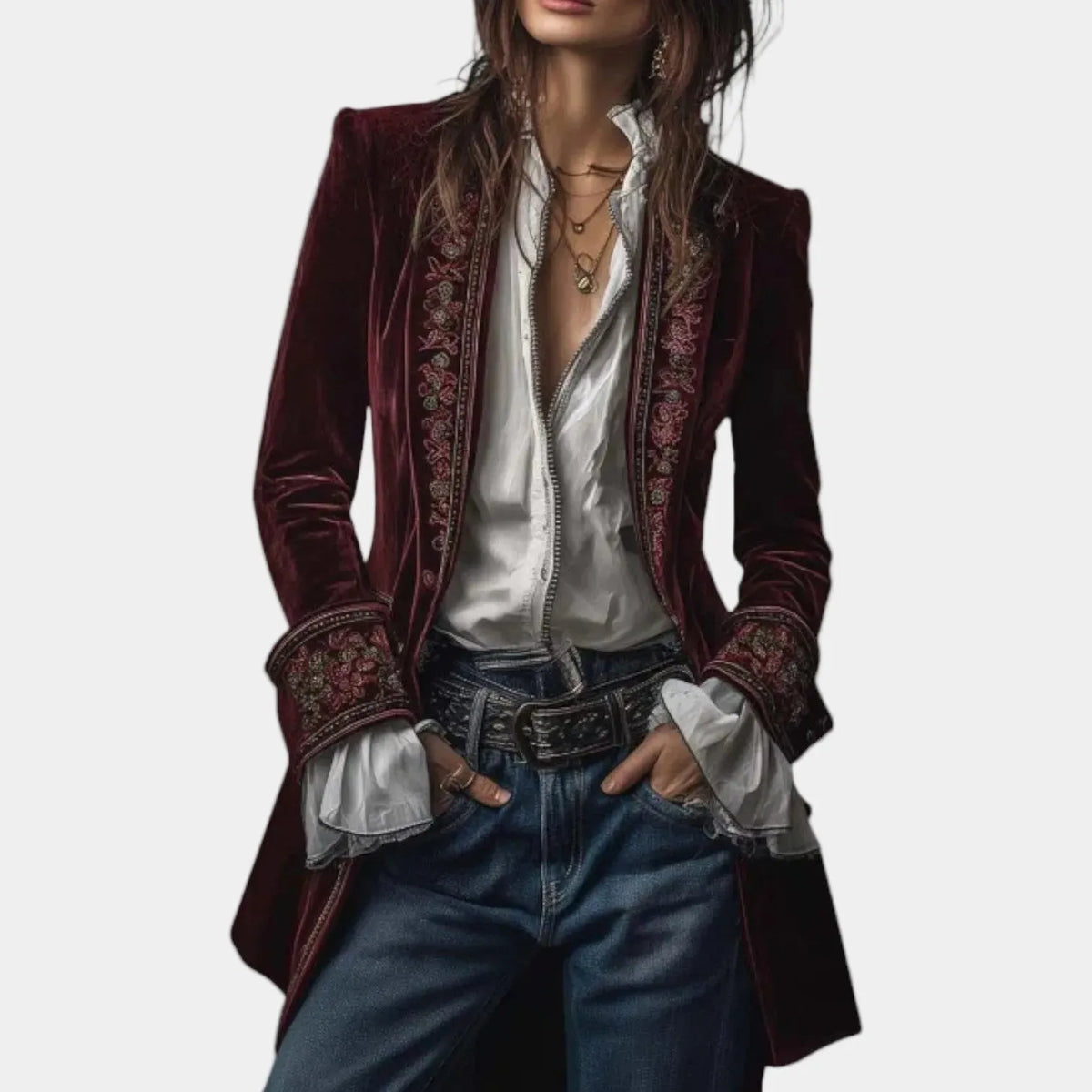Estelle | Damen Anspruchsvoller Blazer Mit Stickerei