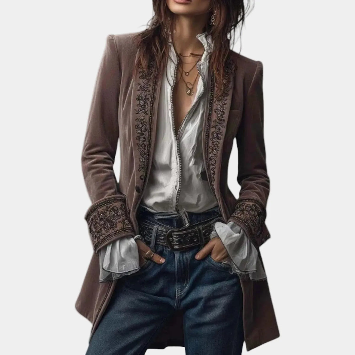 Estelle | Damen Anspruchsvoller Blazer Mit Stickerei
