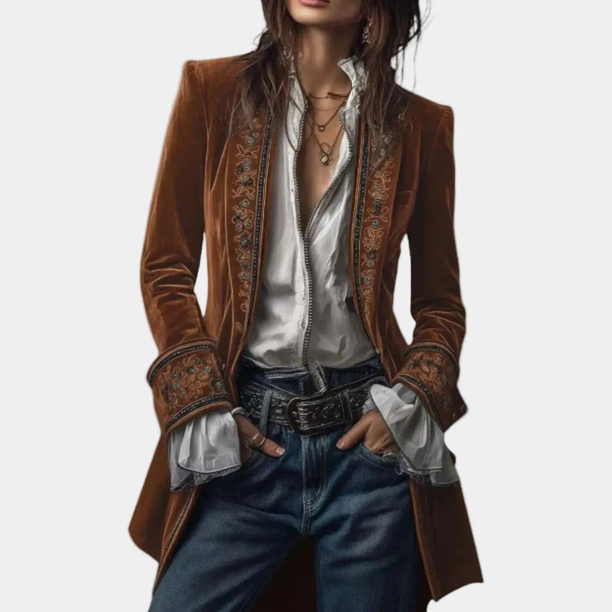 Estelle | Damen Anspruchsvoller Blazer Mit Stickerei