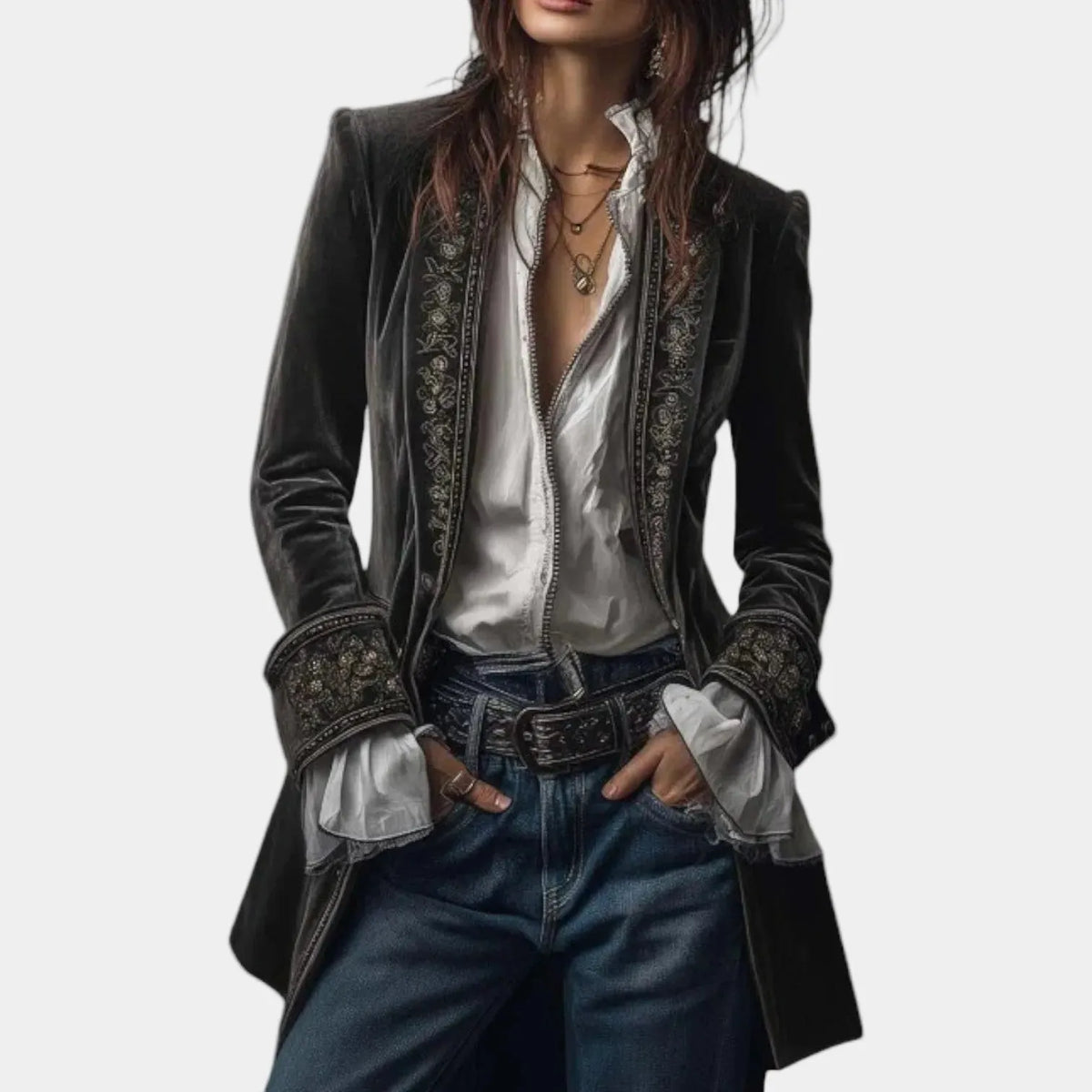 Estelle | Damen Anspruchsvoller Blazer Mit Stickerei