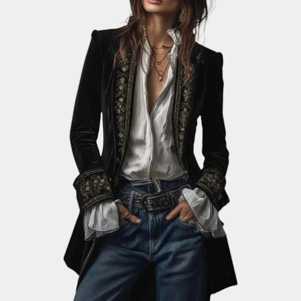 Estelle | Damen Anspruchsvoller Blazer Mit Stickerei