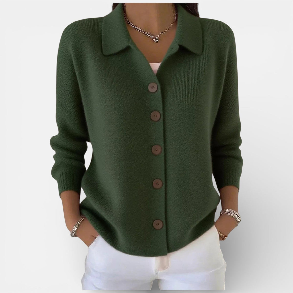 Rosalie | Strickbluse mit Polokragen und Knopfleiste