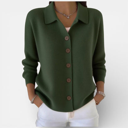 Rosalie | Strickbluse mit Polokragen und Knopfleiste