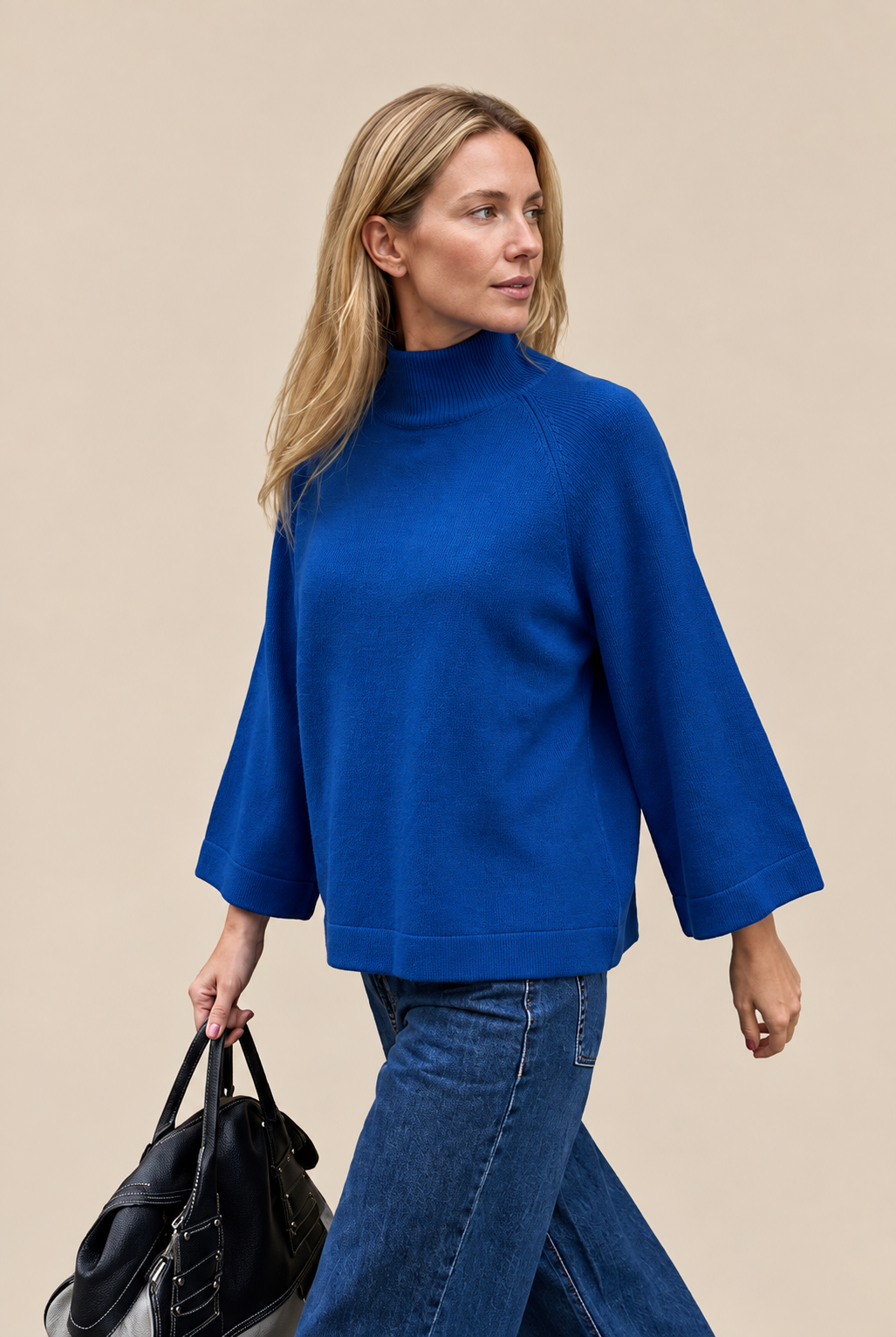 Glyndel | Strickpullover Damen mit Stehkragen und weitem Schnitt