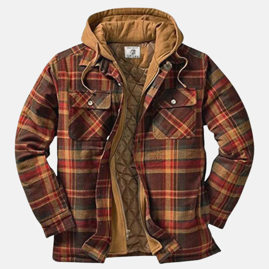 Herren Karierte Winterjacke | Mit Kapuze