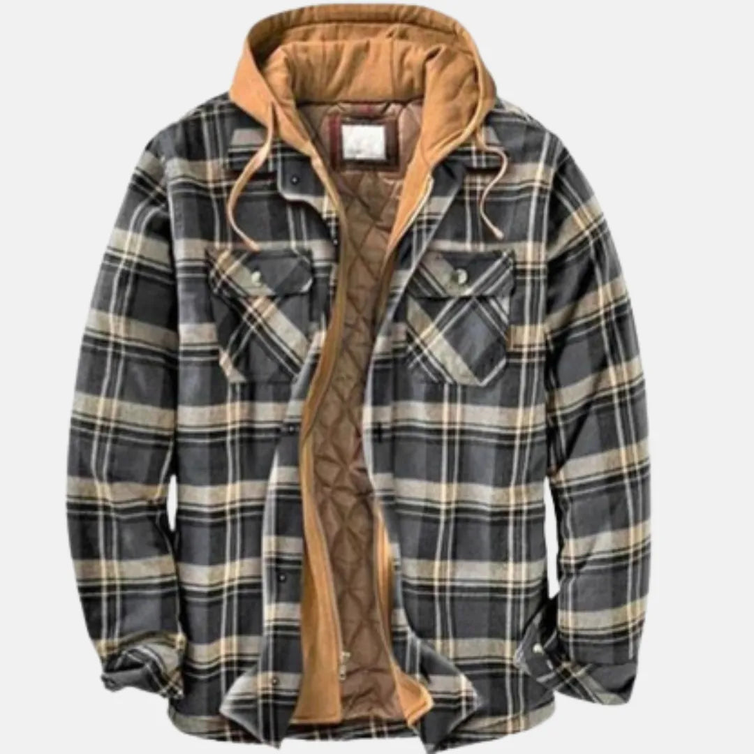 Herren Karierte Winterjacke | Mit Kapuze