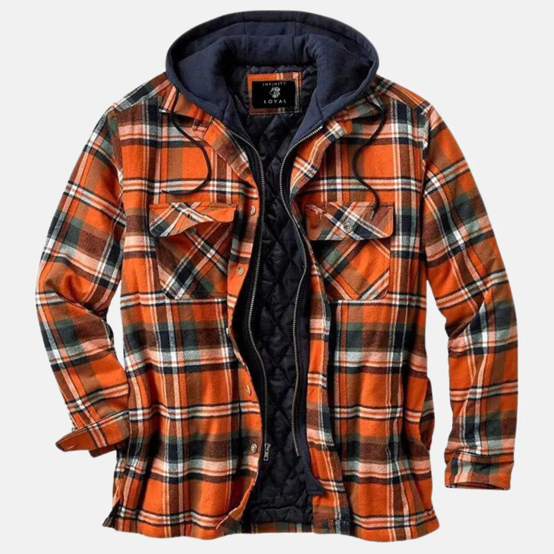 Herren Karierte Winterjacke | Mit Kapuze