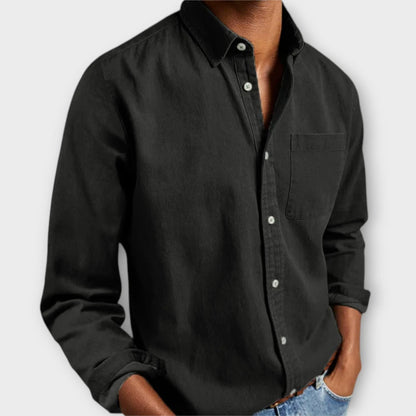 Herren Langarm Jeanshemd | Brusttasche