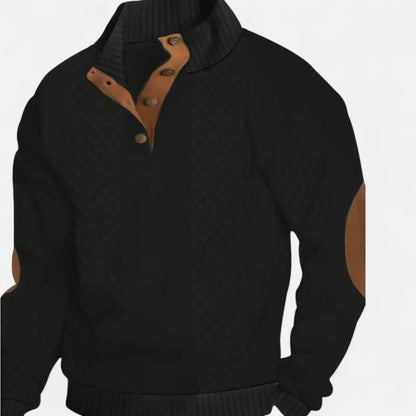 Herren Zopfmuster Strickpullover | Knopfkragen