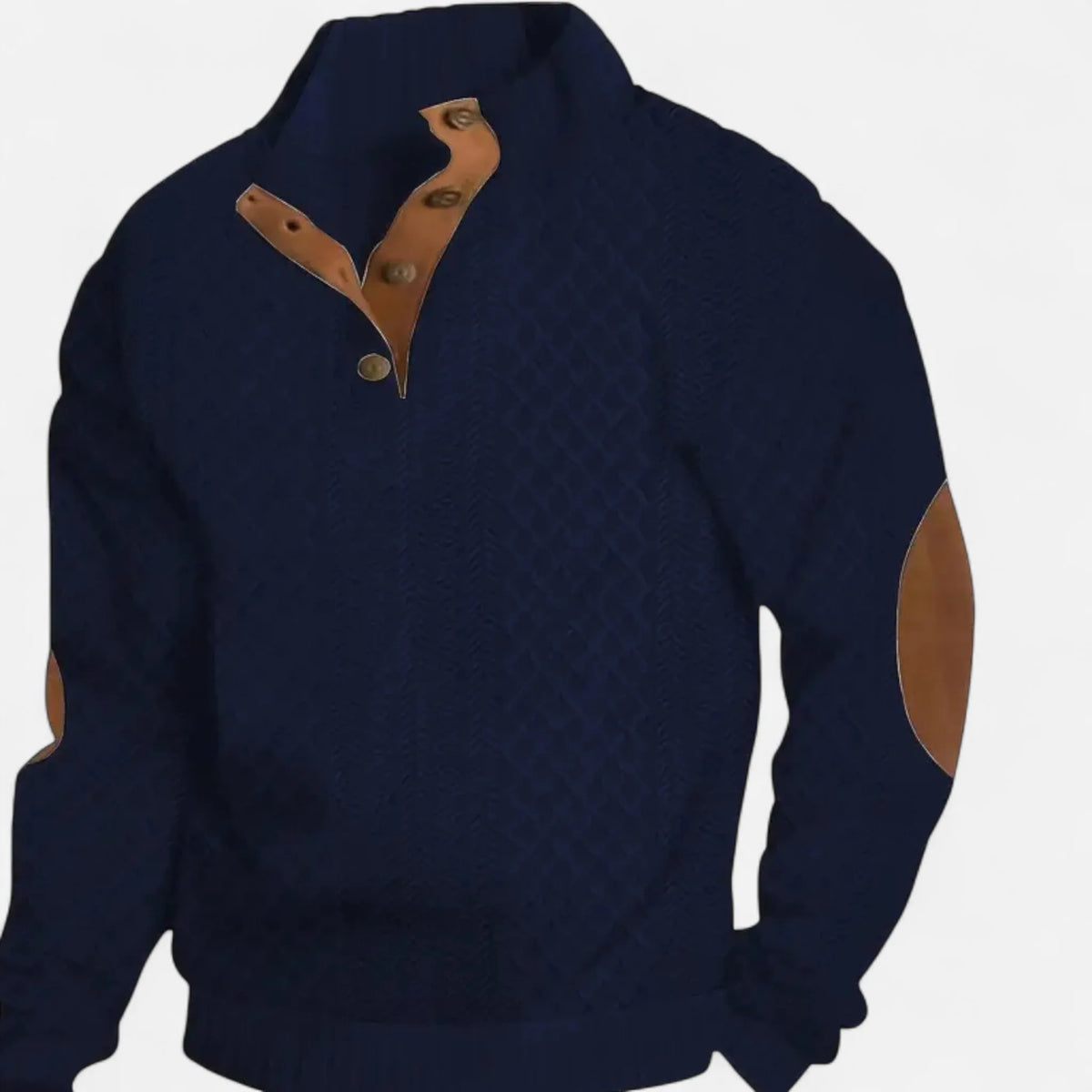 Herren Zopfmuster Strickpullover | Knopfkragen