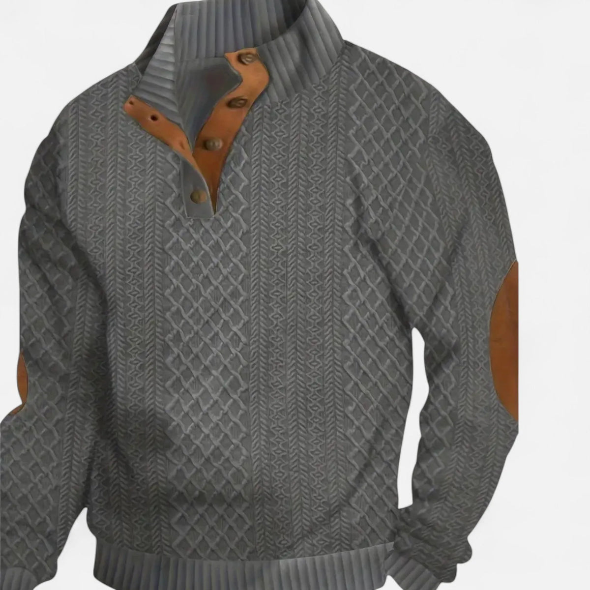 Herren Zopfmuster Strickpullover | Knopfkragen